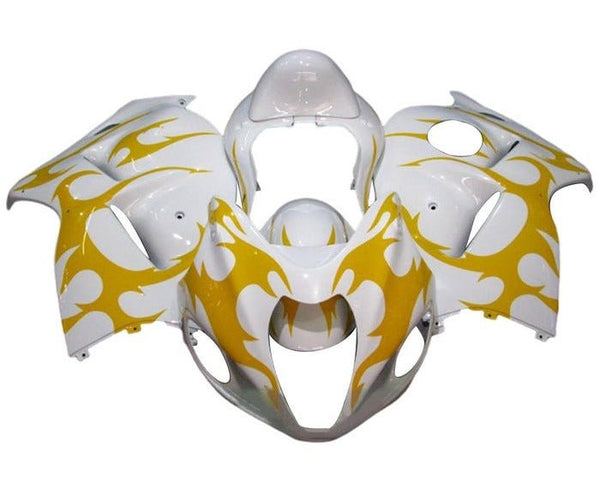 Suzuki GSX1300R Hayabusa (2008-2020) White, Yellow Tribal Fairings at KingsMotorcycleFairings.com