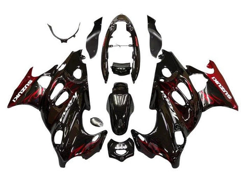 Suzuki GSX600F Katana Fairings (1998-2006) Black, Red Flames at KingsMotorcycleFairings.com