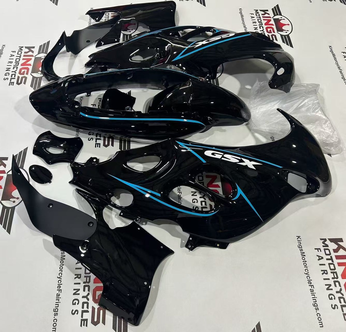 Suzuki GSX750F Katana Fairing Kit (1998-2006) Black, Blue Pinstripe at KingsMotorcycleFairings.com