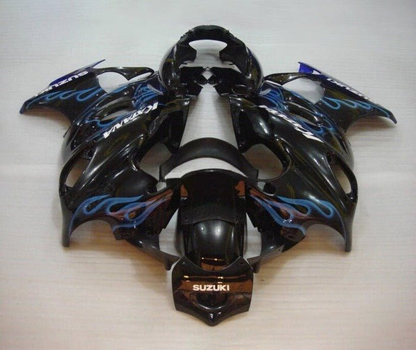 Suzuki GSX750F Katana Fairings (1998-2006) Black, Blue Flames at KingsMotorcycleFairings.com