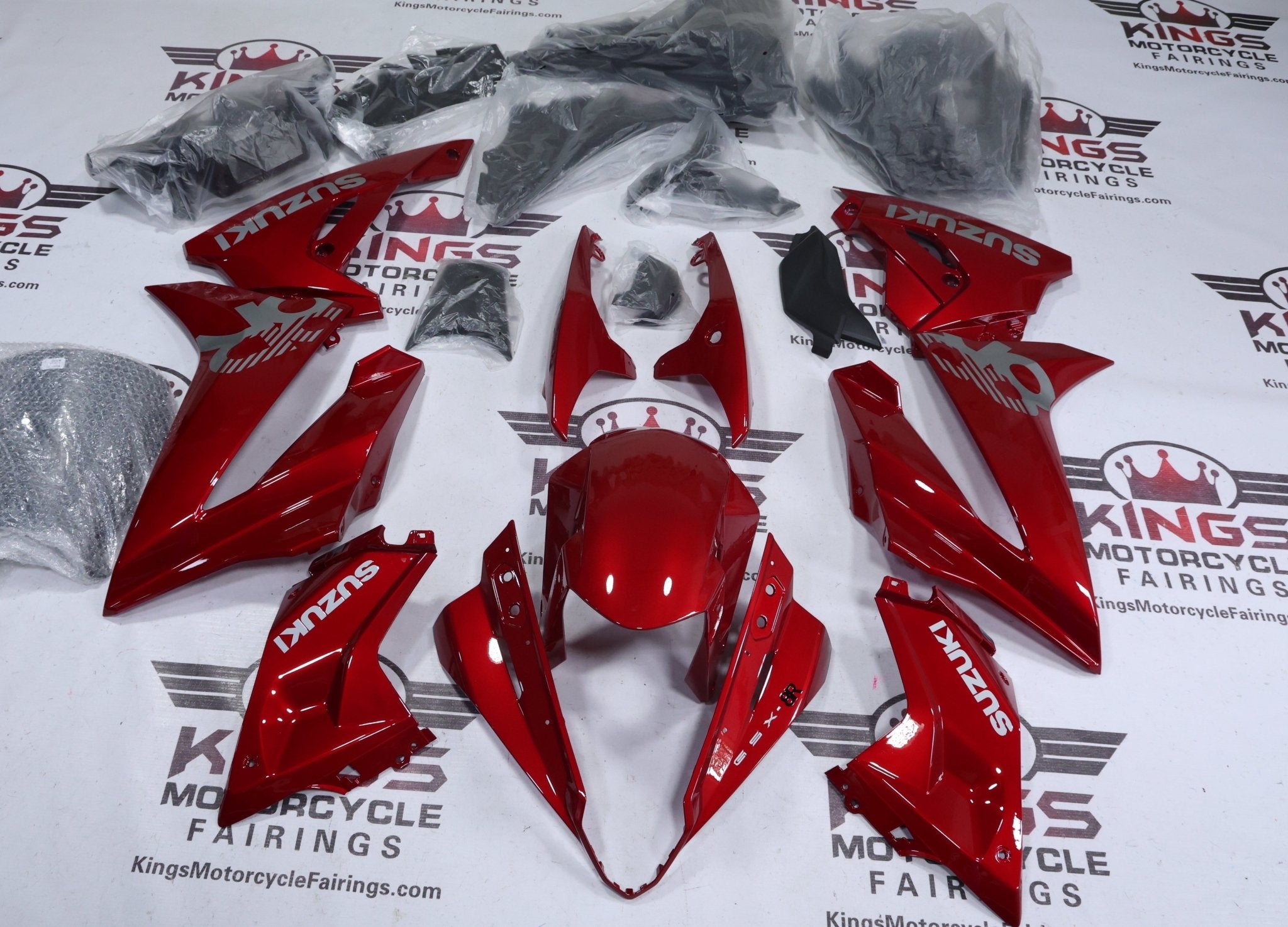 Suzuki GSX8R Fairing Kit (2024-2025) Candy Red, Gray at KingsMotorcycleFairings.com