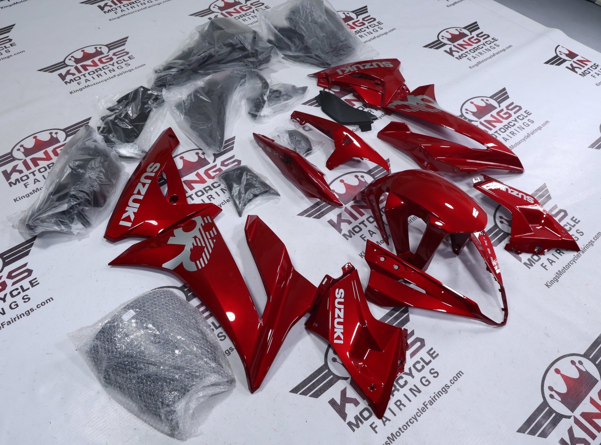 Suzuki GSX8R Fairings (2024-2025) Candy Red, Gray from KingsMotorcycleFairings.com
