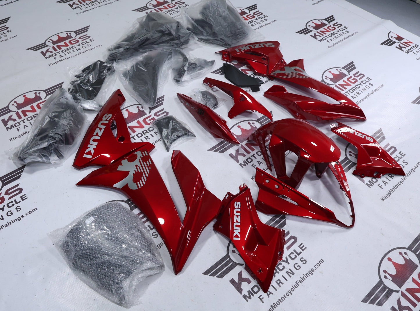 Suzuki GSX8R Fairings (2024-2025) Red, Silver from KingsMotorcycleFairings.com