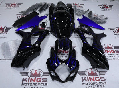 Suzuki GSXR1000 Fairing Kit (2007-2008) Black, Royal Blue, Flames at KingsMotorcycleFairings.com