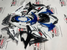 Suzuki GSXR1000 Fairing Kit (2009-2016) White, Black Stripe, Blue at KingsMotorcycleFairings.com