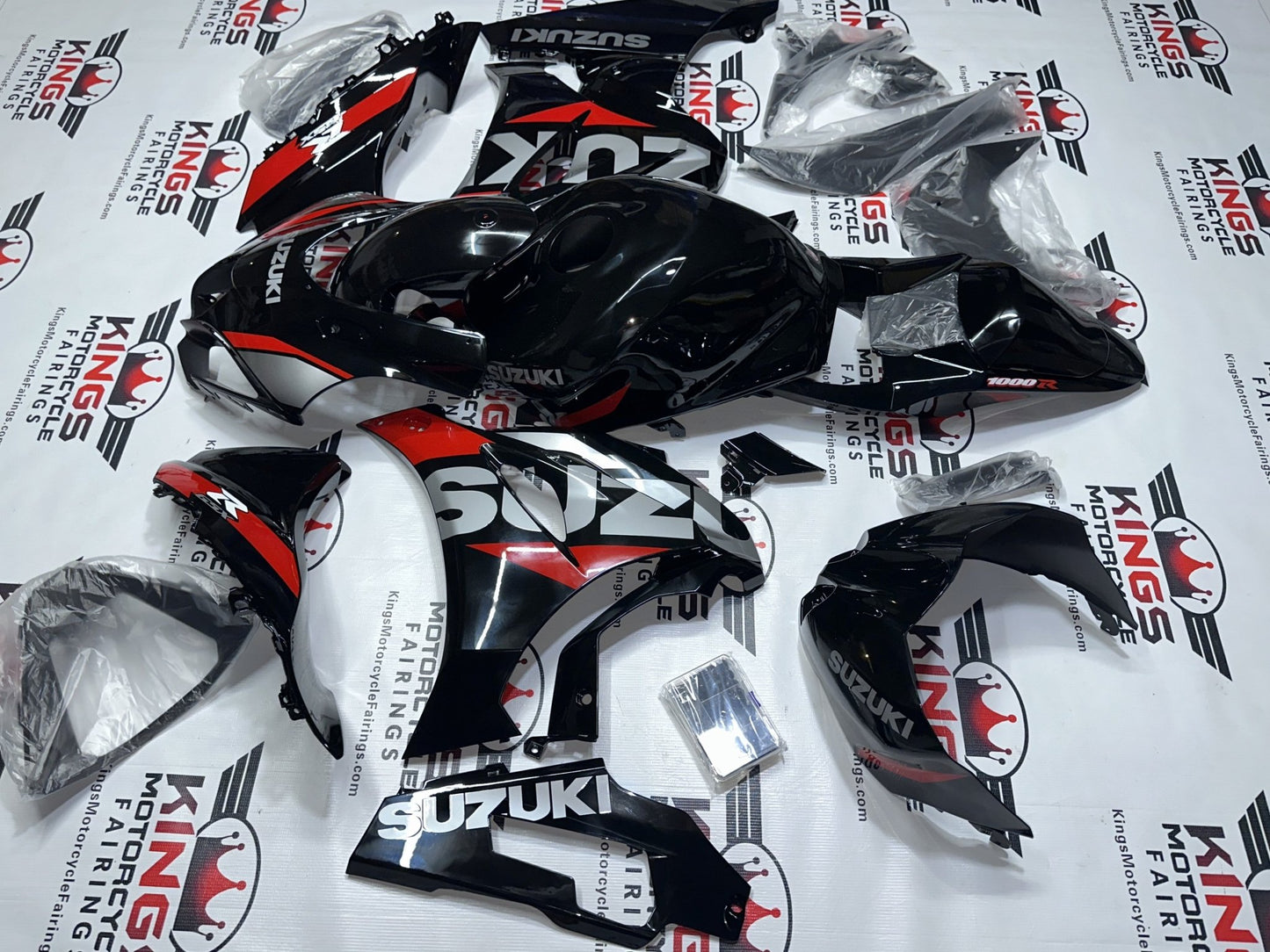 Suzuki GSXR1000 Fairing Kit (2017-2025) Black, Gray, Red from KingsMotorcycleFairings.com
