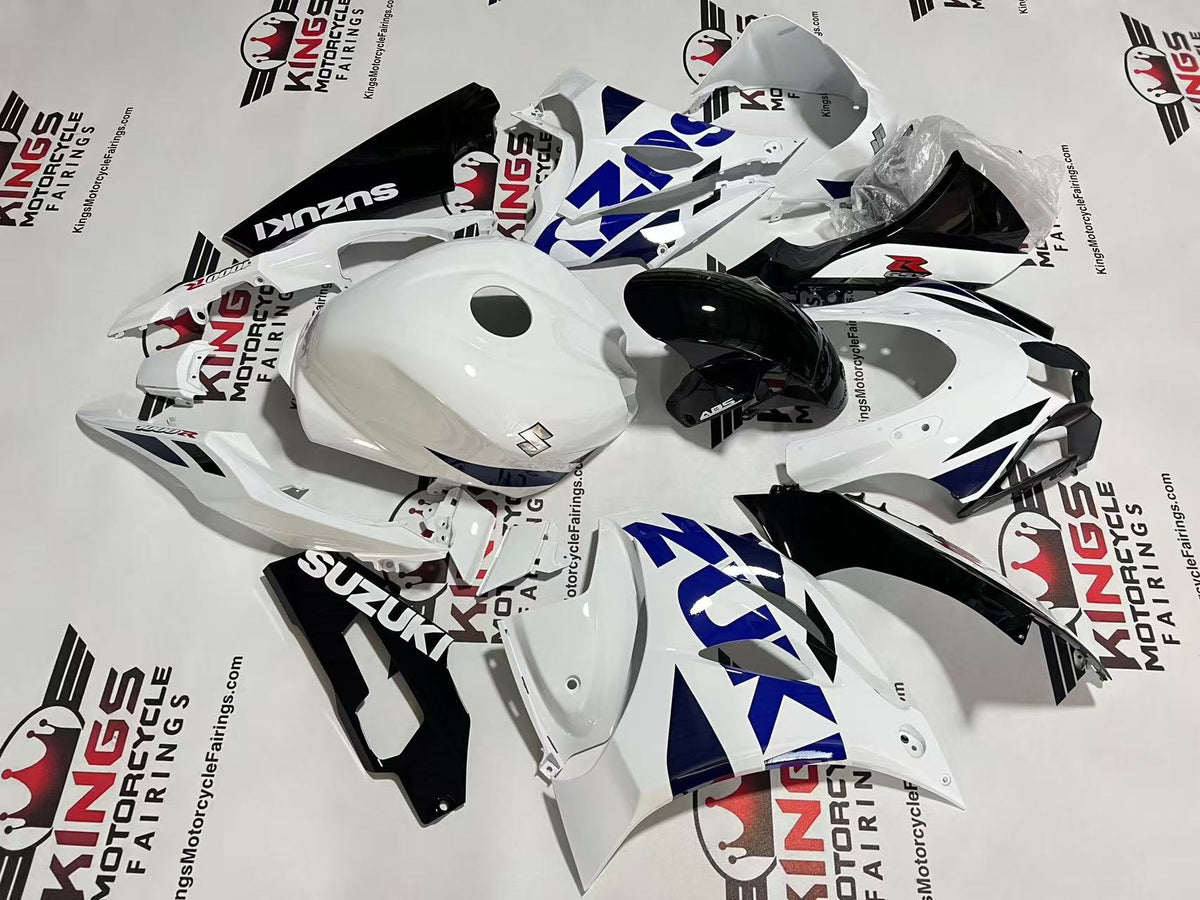 Suzuki GSXR1000 Fairing Kit (2017-2025) White, Blue, Black at KingsMotorcycleFairings.com