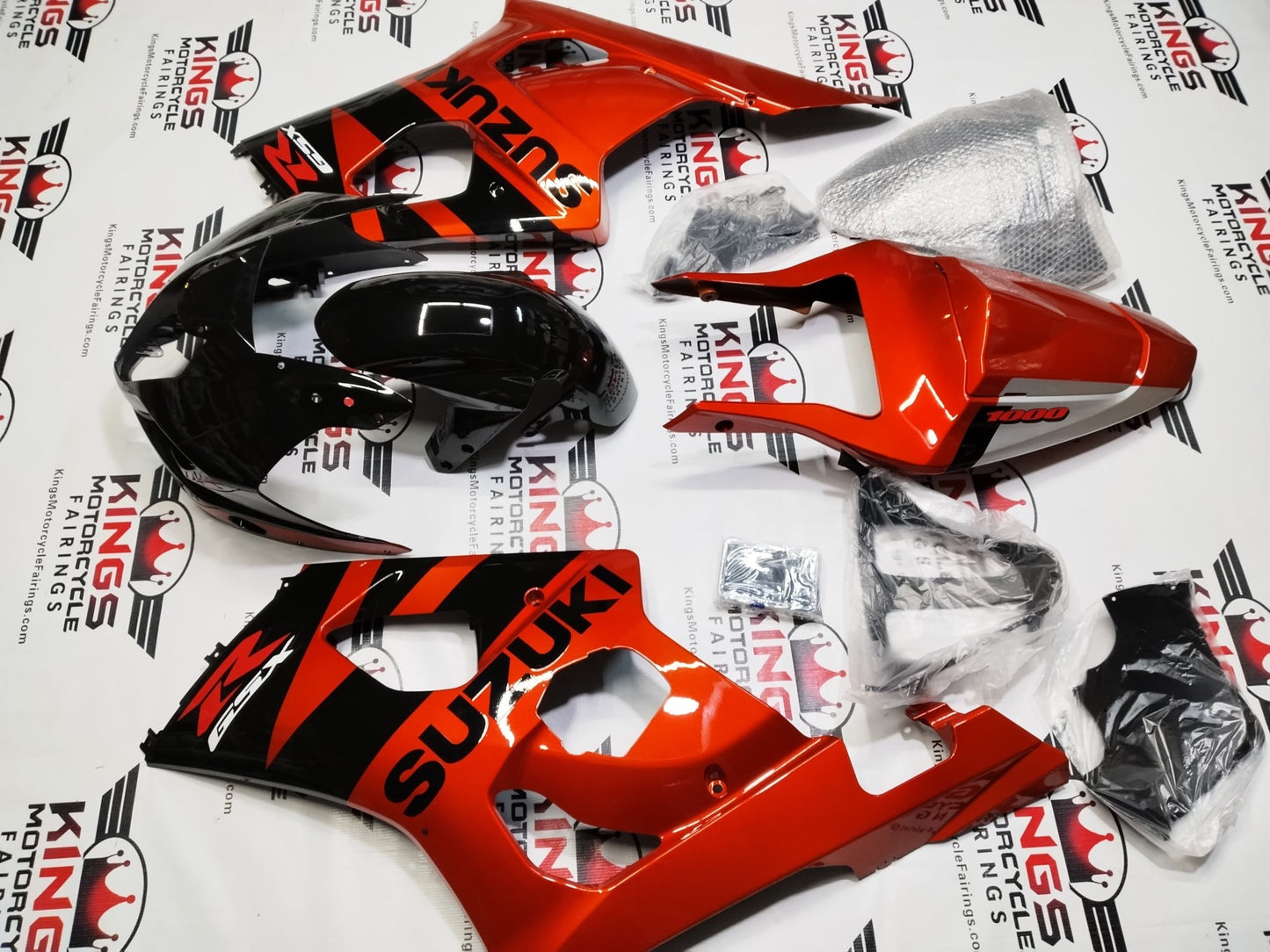 Suzuki GSXR1000 Fairing Set (2003-2004) Black, Burnt Orange at KingsMotorcycleFairings.com