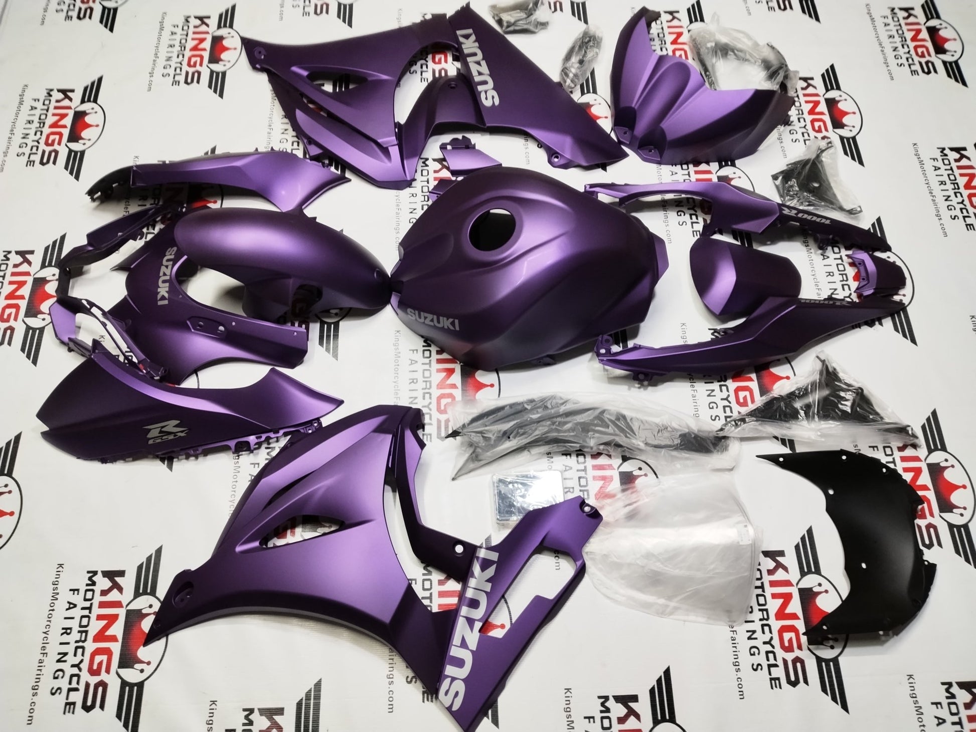 Suzuki GSXR1000 Fairing Set (2017-2025) Matte Purple, Gray at KingsMotorcycleFairings.com