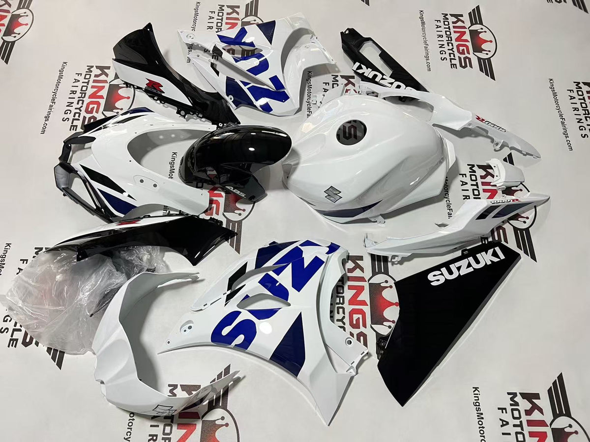 Suzuki GSXR1000 Fairing Set (2017-2025) White, Blue, Black at KingsMotorcycleFairings.com