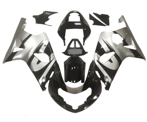 Suzuki GSXR1000 Fairings (2000-2002) Black, Silver at KingsMotorcycleFairings.com