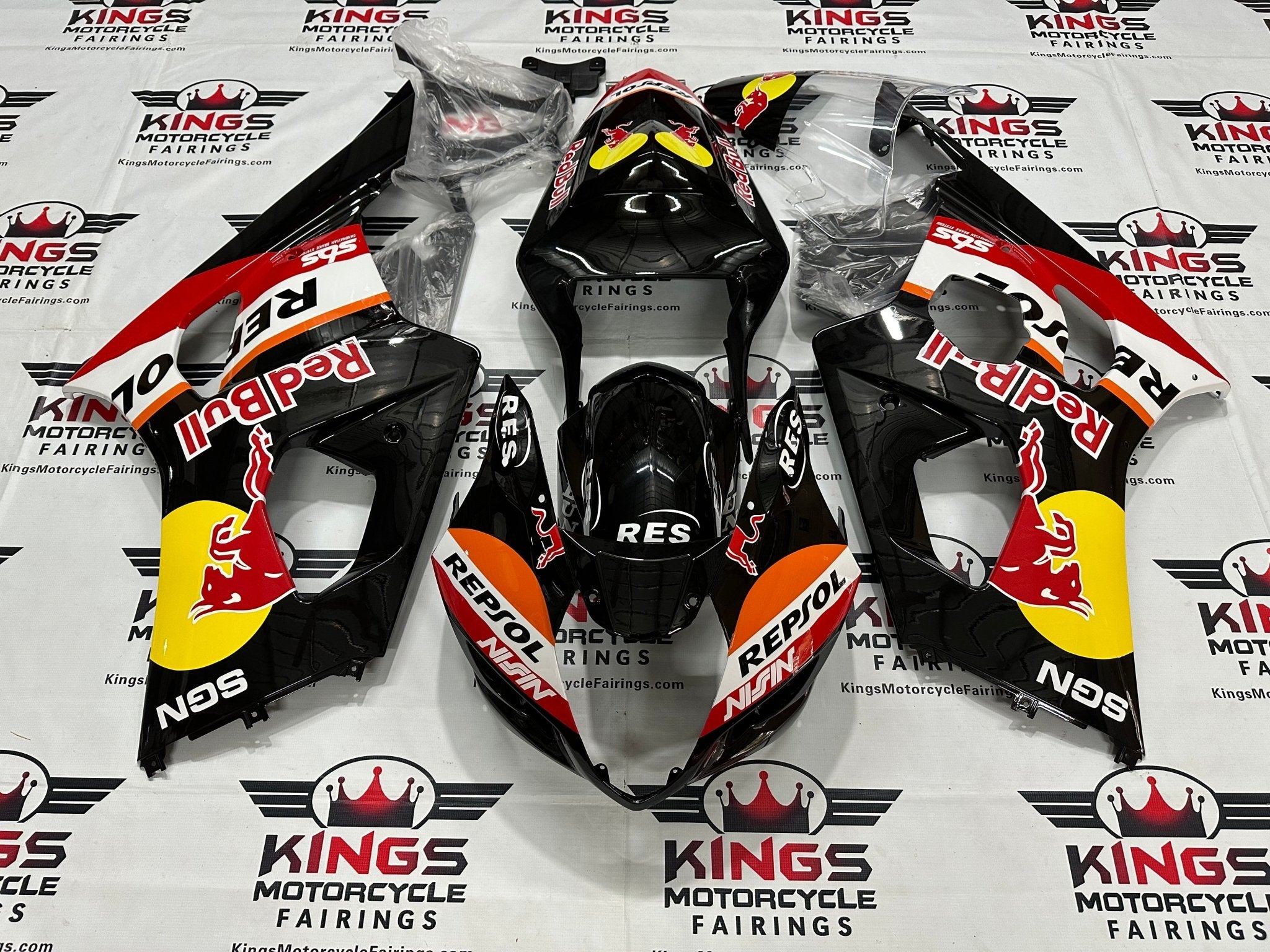 Suzuki GSXR1000 Fairings (2003-2004) Black Redbull Repsol at KingsMotorcycleFairings.com