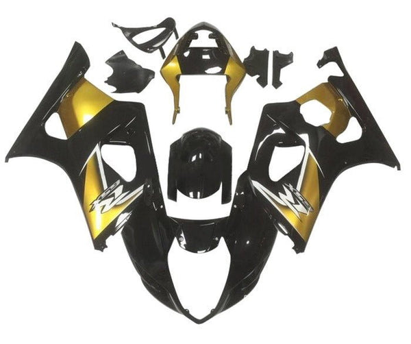 Suzuki GSXR1000 Fairings (2003-2004) Black, Gold, White at KingsMotorcycleFairings.com