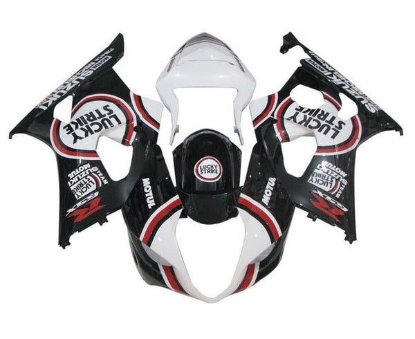 Suzuki GSXR1000 Fairings (2003-2004) Black, White, Red Lucky Strike at KingsMotorcycleFairings.com