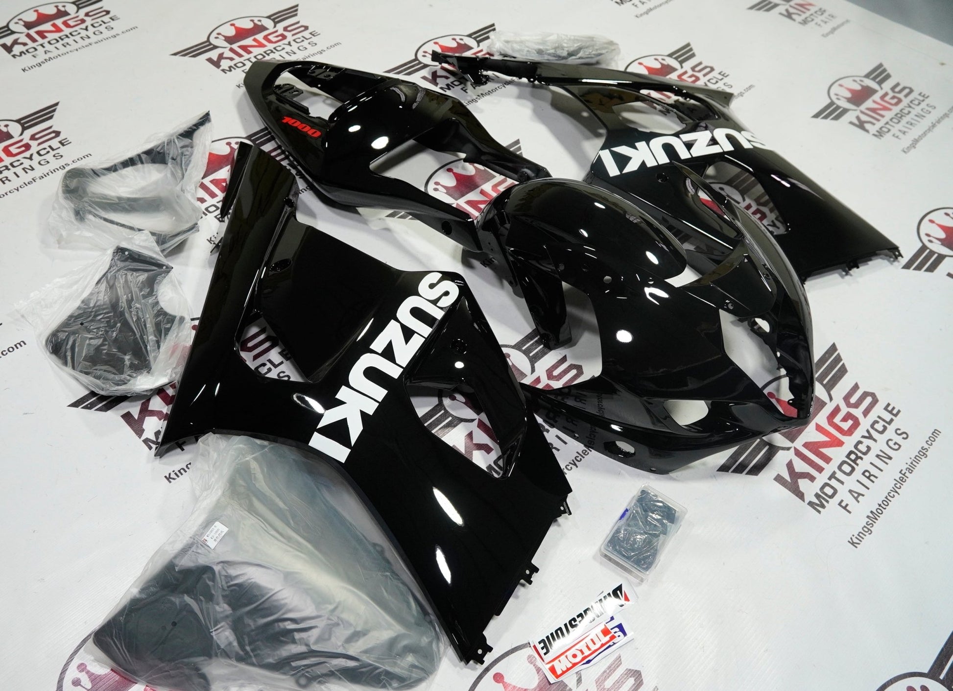 Suzuki GSX-R 1000 Fairing Kit (2003-2004) Black, White, Red at KingsMotorcycleFairings.com