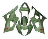 Suzuki GSXR1000 Fairings (2003-2004) Matte Green, Red Star at KingsMotorcycleFairings.com