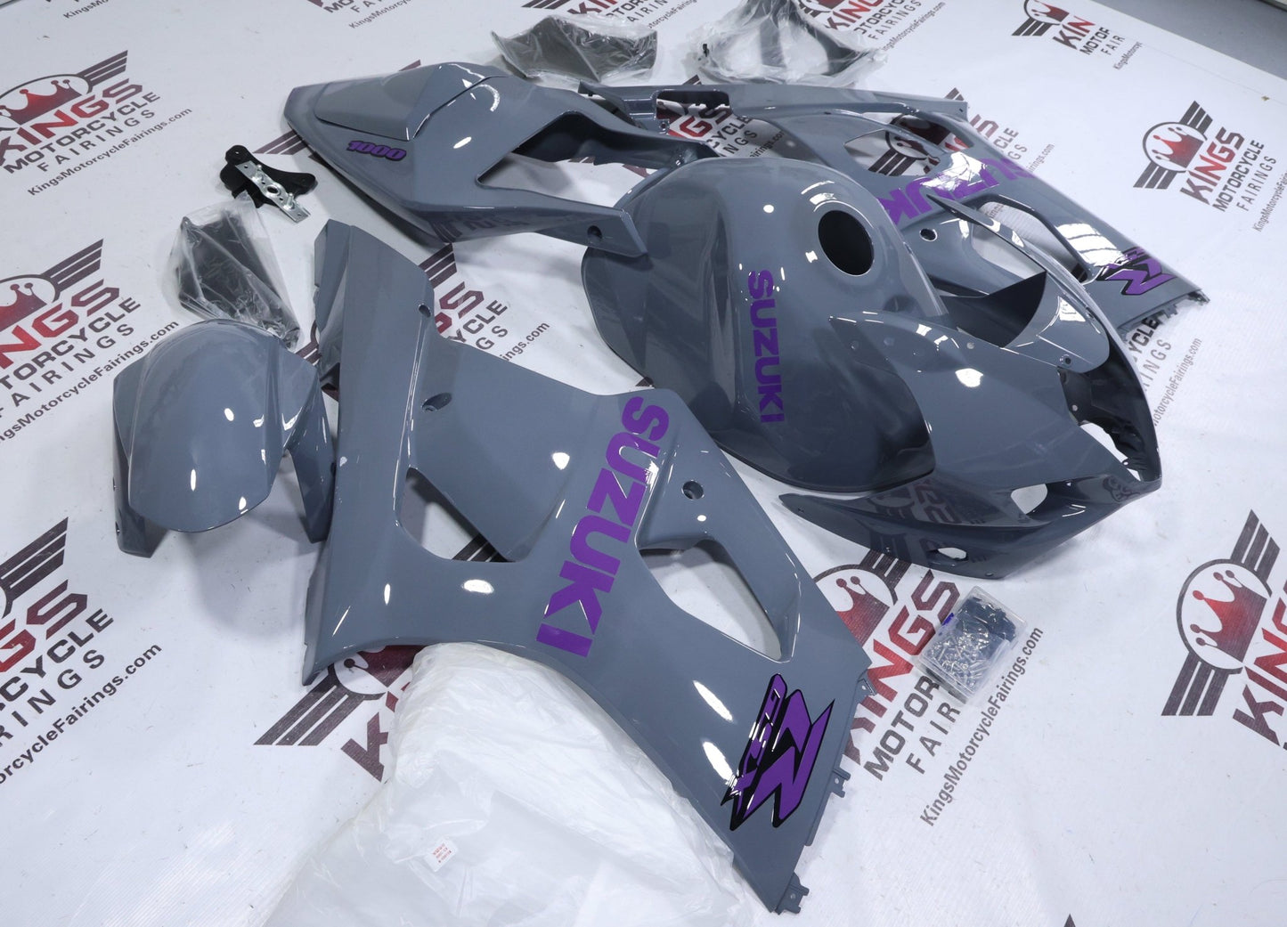 Suzuki GSXR1000 Fairings (2003-2004) Nardo Gray, Purple from KingsMotorcycleFairings.com