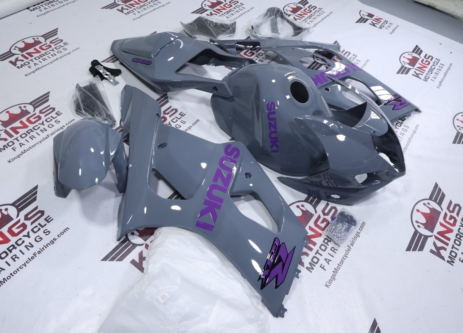 Suzuki GSX-R1000 Fairings (2003-2004) Nardo Gray, Purple from KingsMotorcycleFairings.com