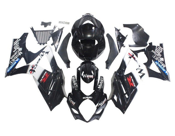 Suzuki GSXR 1000 Fairings (2005-2006) Black, White, West at KingsMotorcycleFairings.com