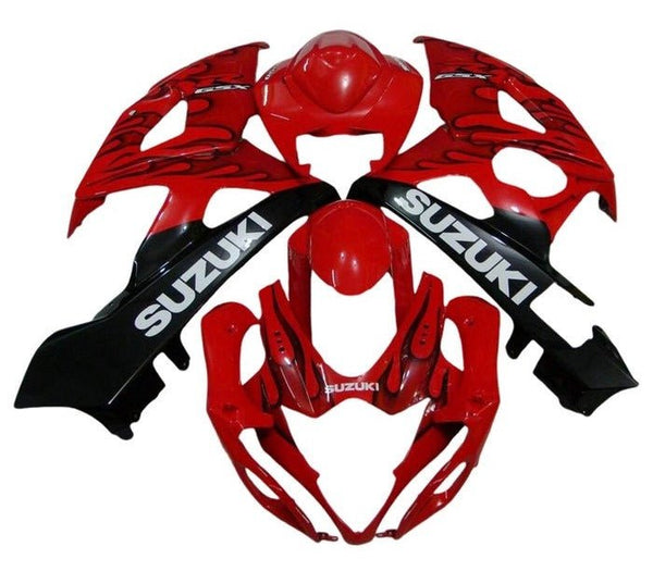 Suzuki GSXR 1000 Fairings (2005-2006) Red, Black, White, Flames at KingsMotorcycleFairings.com