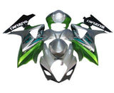 Suzuki GSXR 1000 Fairings (2005-2006) Silver, Green, Black at KingsMotorcycleFairings.com