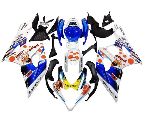 Suzuki GSXR 1000 Fairings (2005-2006) White, Blue, Dark Dog at KingsMotorcycleFairings.com