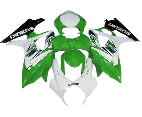 Suzuki GSXR 1000 Fairings (2005-2006) White, Green, Black at KingsMotorcycleFairings.com