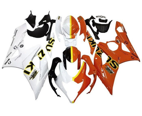 Suzuki GSXR 1000 Fairings (2005-2006) White, Orange, Yellow Split at KingsMotorcycleFairings.com