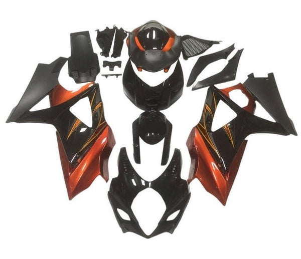 Suzuki GSXR 1000 Fairings (2007-2008) Black, Candy Orange at KingsMotorcycleFairings.com