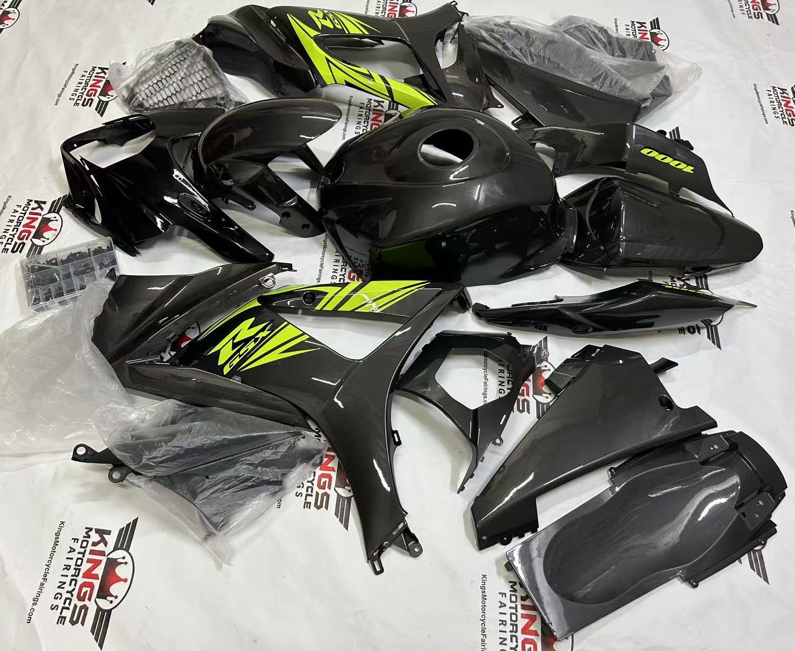 Suzuki GSXR1000 Fairings (2007-2008) Black, Gray, Neon Yellow from KingsMotorcycleFairings.com
