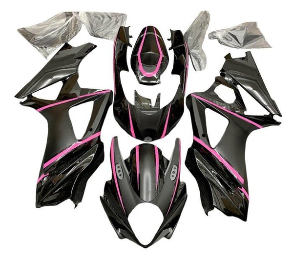 Suzuki GSXR 1000 Fairings (2007-2008) Black, Matte Black, Pink at KingsMotorcycleFairings.com