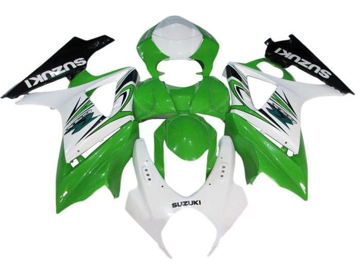 Suzuki GSXR 1000 Fairings (2007-2008) Green, White, Black at KingsMotorcycleFairings.com