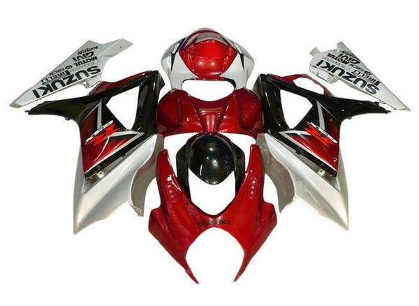 Suzuki GSXR 1000 Fairings (2007-2008) Red, Light Silver, Black at KingsMotorcycleFairings.com