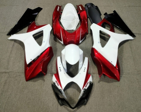 Suzuki GSXR1000 Fairings (2007-2008) White, Black, Dark Red at KingsMotorcycleFairings.com