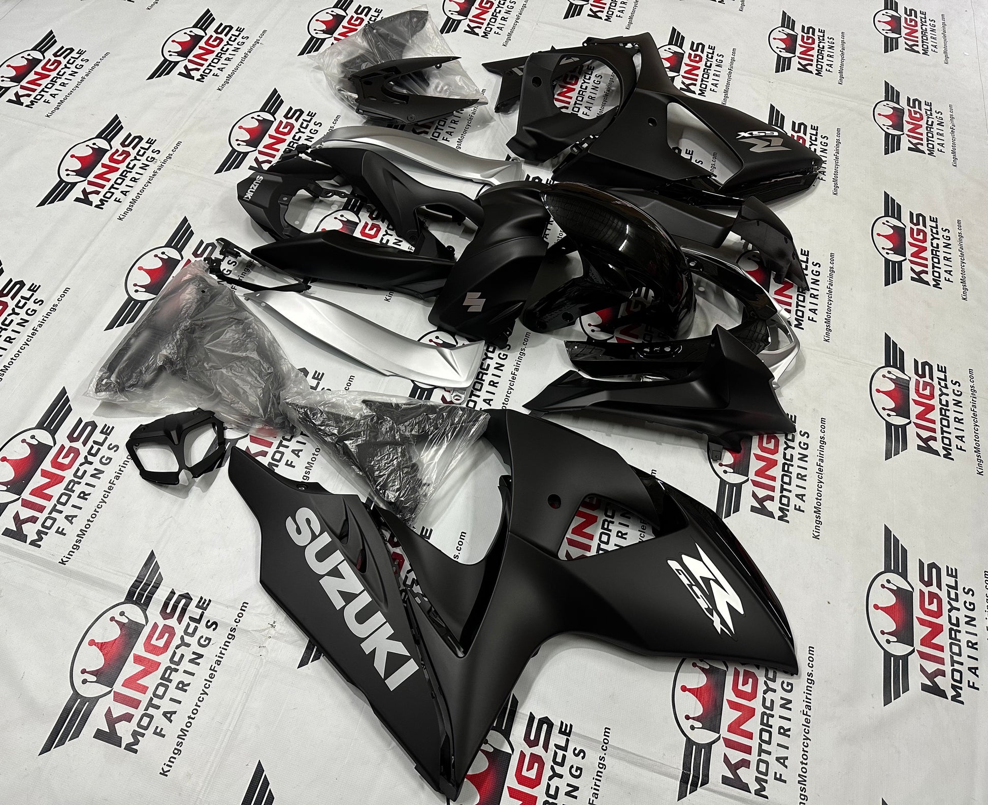 Suzuki GSXR1000 Fairings (2009-2016) Black Gloss, Matte Black, Matte Silver from KingsMotorcycleFairings.com