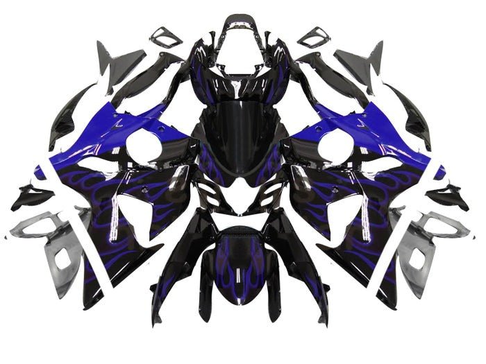 Suzuki GSXR 1000 Fairings (2009-2016) Black, Blue Flames at KingsMotorcycleFairings.com