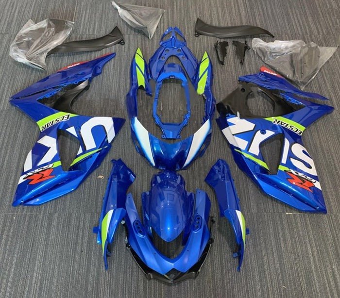 Suzuki GSXR1000 Fairings (2009-2016) Blue, Neon, White Ecstar at KingsMotorcycleFairings.com