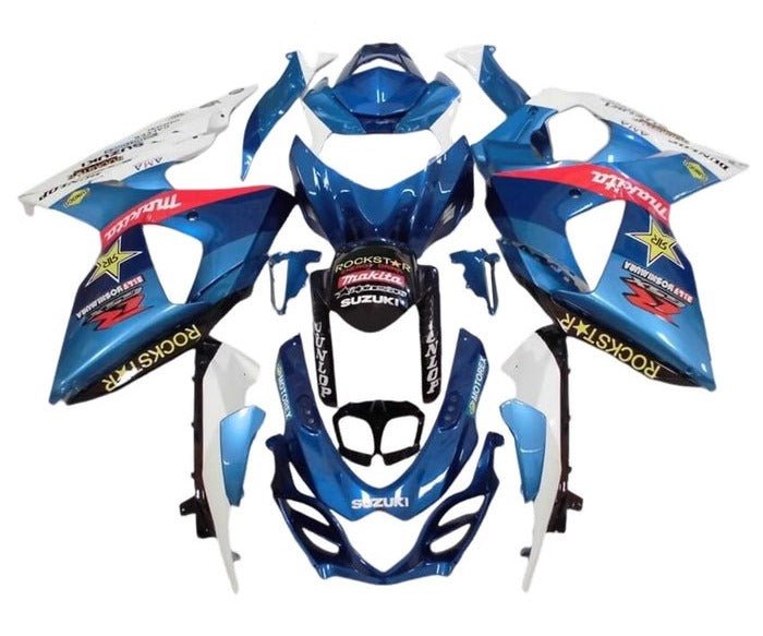 Suzuki GSXR 1000 Fairings (2009-2016) Blue, White Rockstar at KingsMotorcycleFairings.com