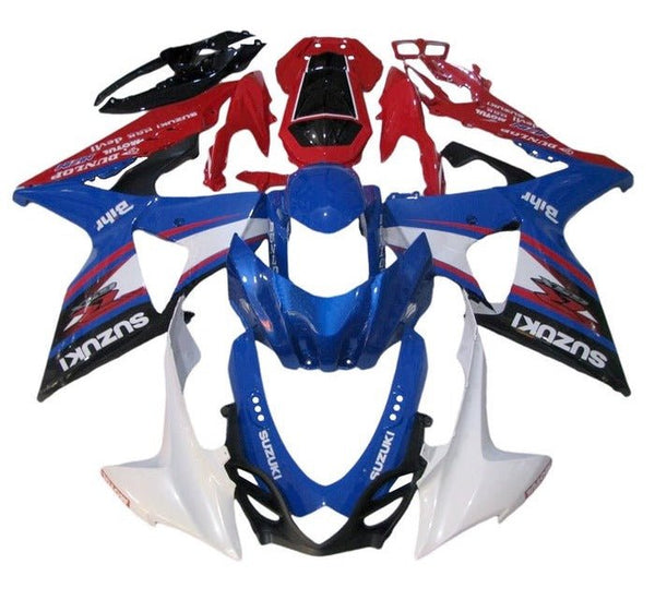 Suzuki GSXR1000 Fairings (2009-2016) Blue, White, Black, Red Stripe at KingsMotorcycleFairings.com