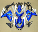 Suzuki GSXR 1000 Fairings (2009-2016) Gloss Blue, White at KingsMotorcycleFairings.com