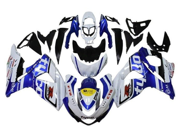 Suzuki GSXR1000 Fairings (2009-2016) Gloss White, Blue Tyco at KingsMotorcycleFairings.com