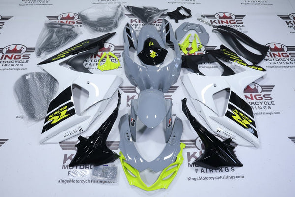 Suzuki GSXR1000 Fairings (2009-2016) Gray, White, Black, Neon Yellow at KingsMotorcycleFairings.com