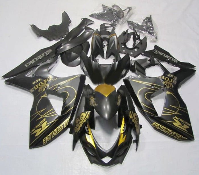 Suzuki GSXR 1000 Fairings (2009-2016) Matte Black, Matte Gold Tribal at KingsMotorcycleFairings.com