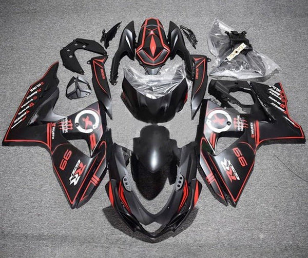 Suzuki GSXR1000 Fairings (2009-2016) Matte Black, Red Pinstripe at KingsMotorcycleFairings.com