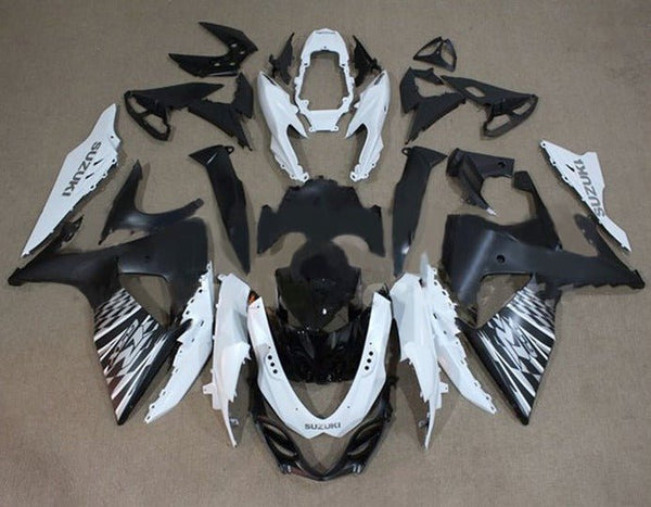Suzuki GSXR 1000 Fairings (2009-2016) Matte White, Black, Silver Checker at KingsMotorcycleFairings.com