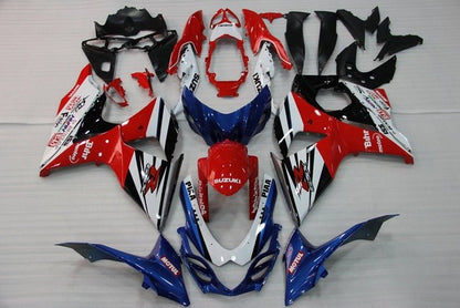 Suzuki GSXR 1000 Fairings (2009-2016) Red, White, Blue, Black Stripe at KingsMotorcycleFairings.com
