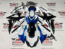 Suzuki GSXR1000 Fairings (2009-2016) White, Black Stripe, Blue at KingsMotorcycleFairings.com