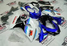 Suzuki GSXR 1000 Fairings (2009-2016) White, Black, Blue Stripes at KingsMotorcycleFairings.com.