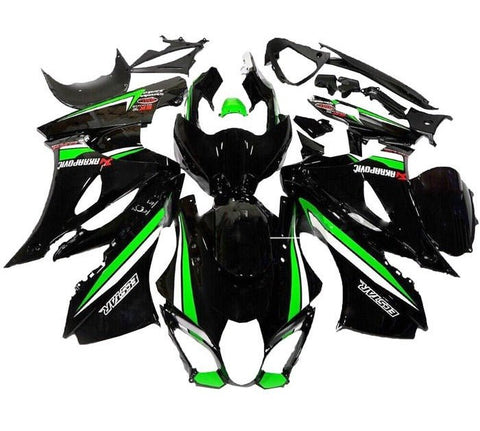 Suzuki GSXR 1000 Fairings (2017-2025) Black, Green, White Stripe at KingsMotorcycleFairings.com