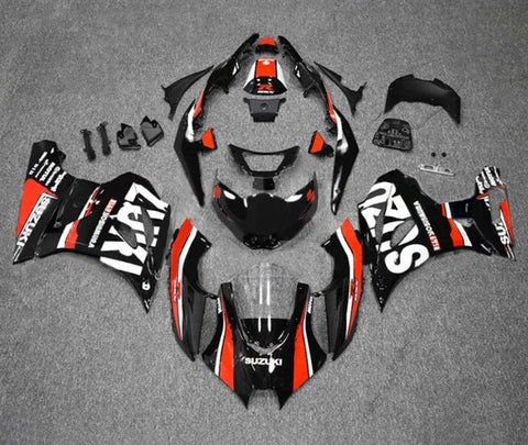 Suzuki GSXR 1000 Fairings (2017-2025) Black, Red, White Stripe at KingsMotorcycleFairings.com